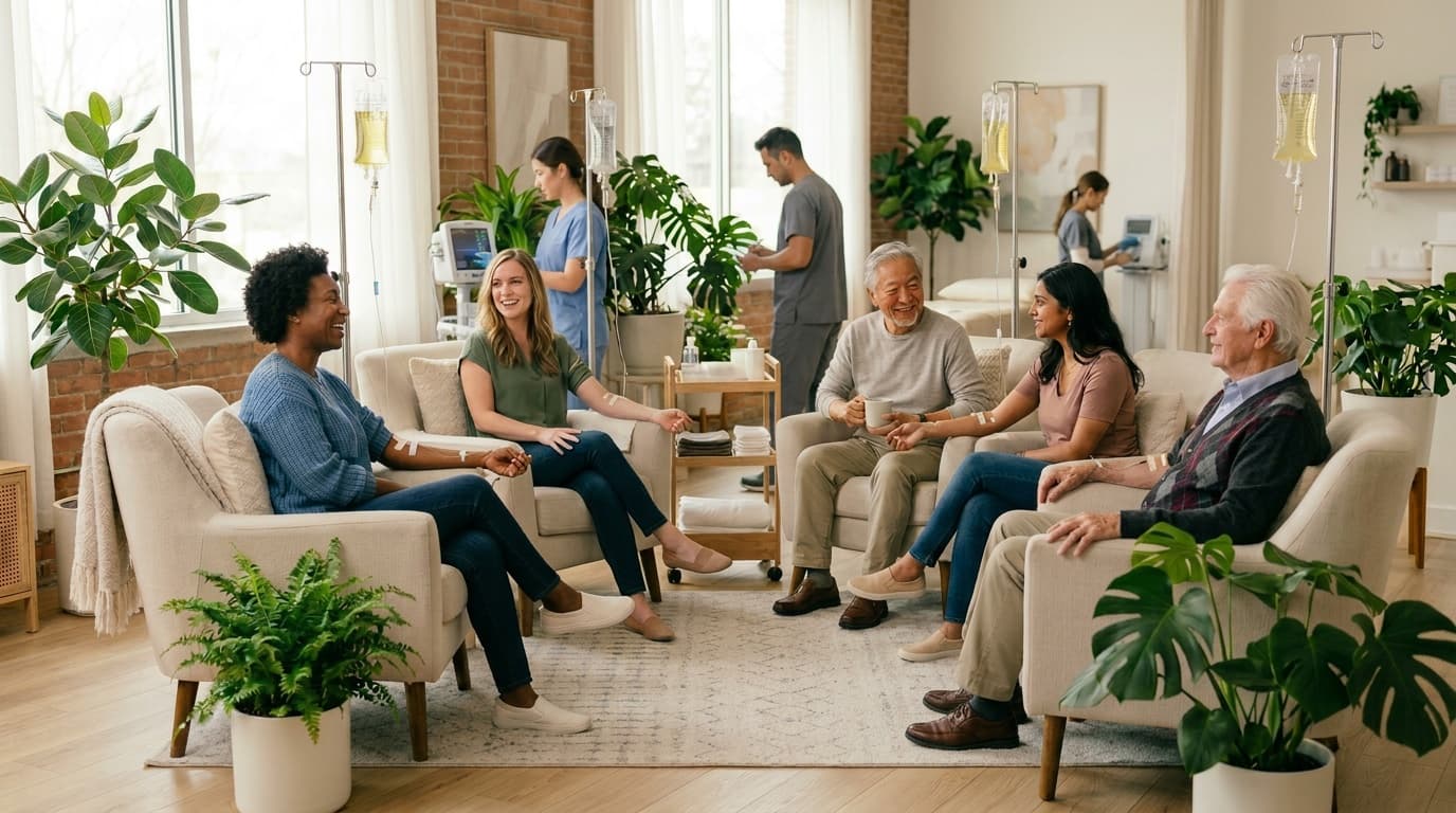 A private group IV therapy setup at an event